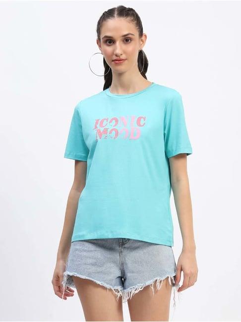 madame blue printed t-shirt