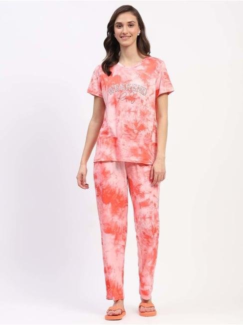 madame m secret pink printed t-shirt pyjamas set