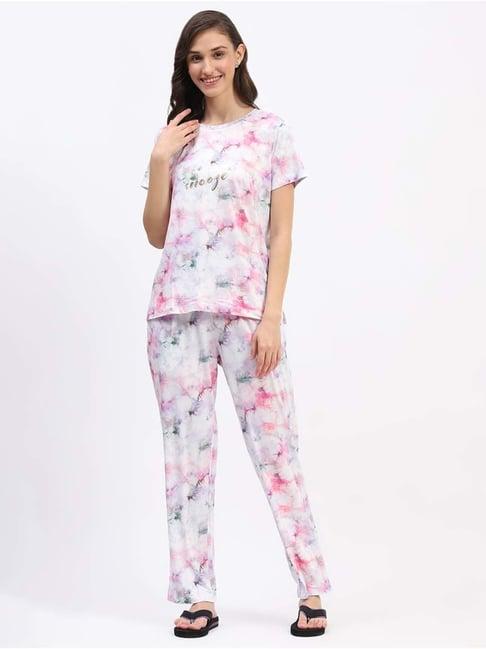 madame m secret pink printed t-shirt pyjamas set