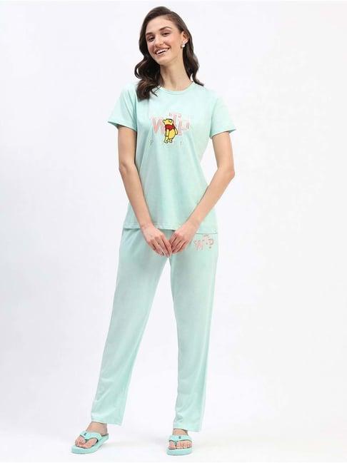 madame m secret blue cotton printed t-shirt pyjamas set