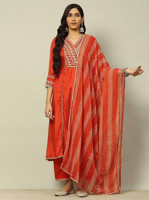 rangriti rust printed dupatta