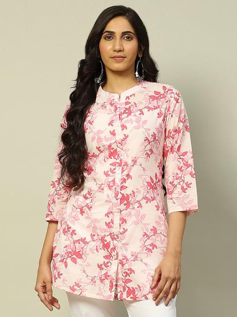 rangriti pink printed a line short kurti