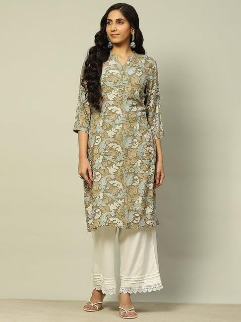 rangriti green printed straight kurta