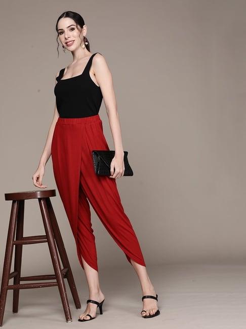 aarke ritu kumar red solid dhoti pant