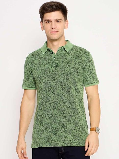 club york green regular fit printed polo t-shirt