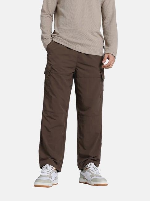 puma classics brown nylon relaxed fit solid cargo pants