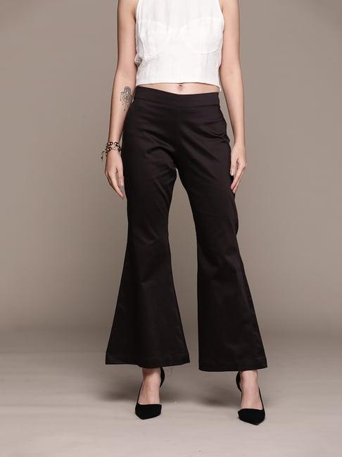 aarke ritu kumar black cotton blend solid pant