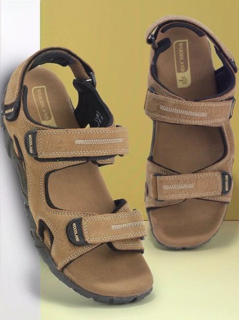 woodland men's camel floater sandals