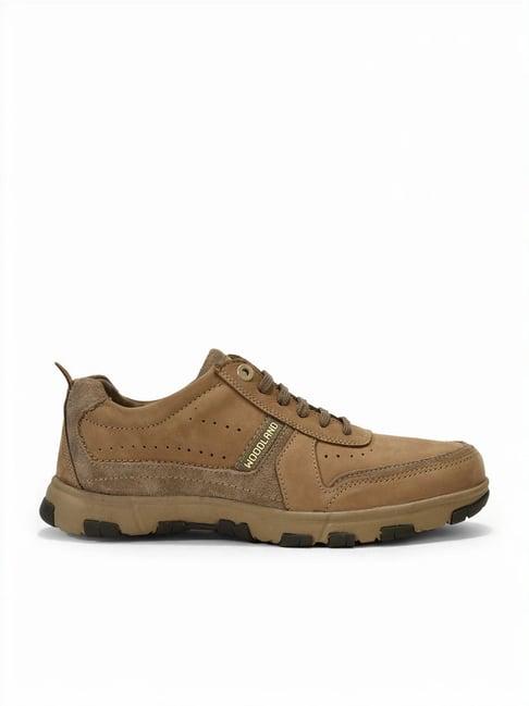 woodland men's paris khaki casual sneakers