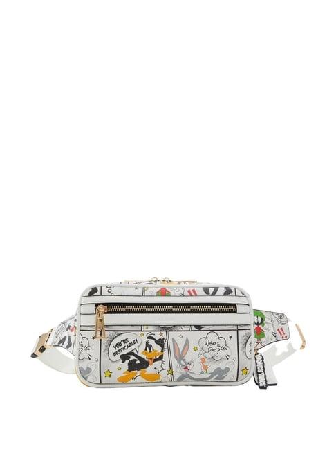 aldo white printed medium cross body bag