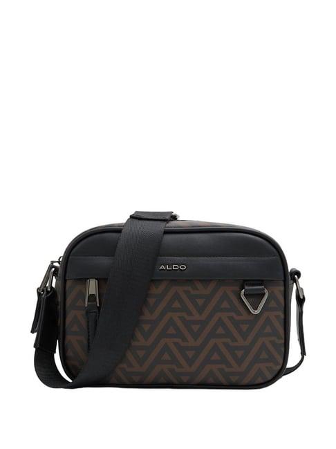 aldo brown & black printed medium cross body bag