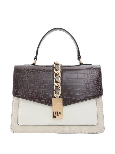 aldo brown textured medium satchel handbag