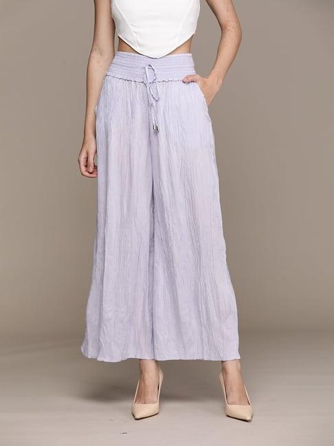 label ritu kumar lavender cotton blend solid wide leg pant