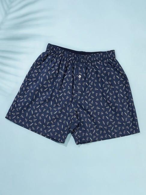 ajile by pantaloons navy cotton regular fit print boxers