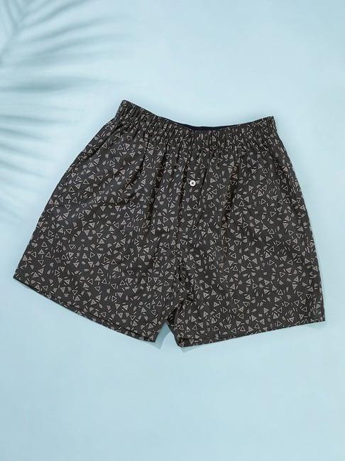 ajile by pantaloons black cotton regular fit print boxers