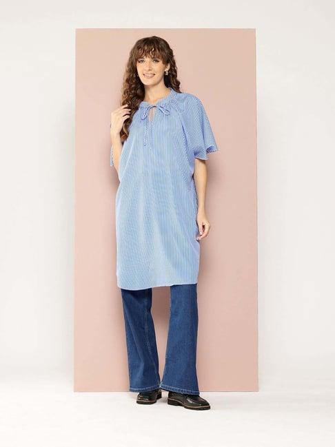 qurvii blue striped tunic