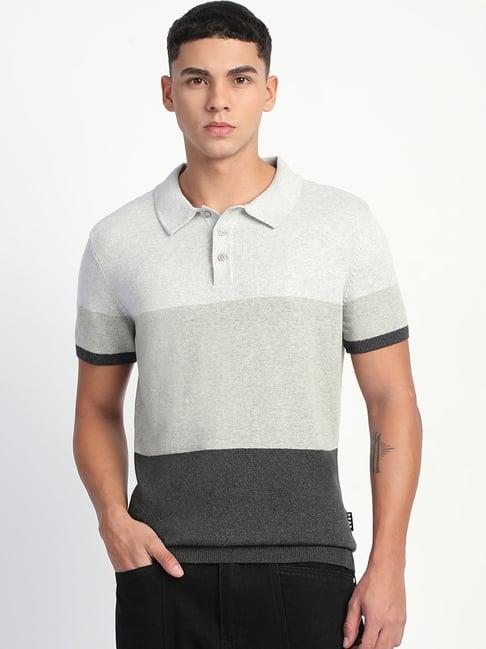 the bear house grey regular fit colour block polo t-shirt