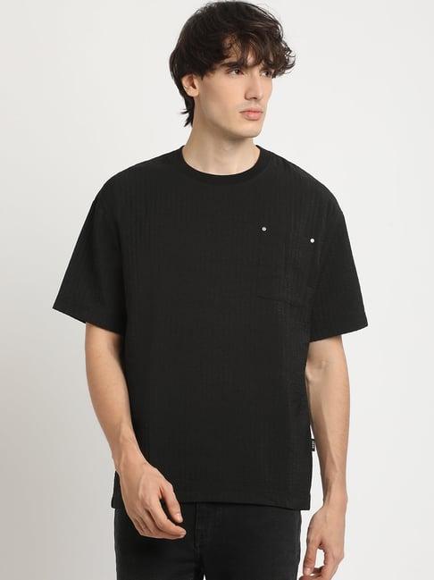 the bear house black loose fit texture t-shirt