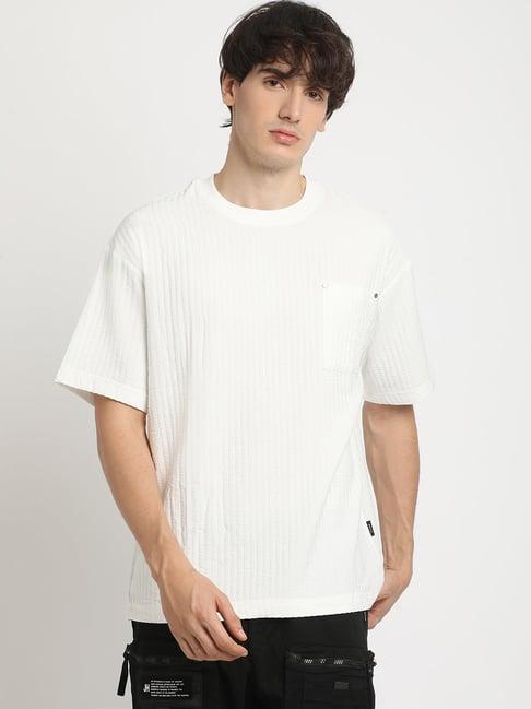 the bear house white loose fit texture t-shirt