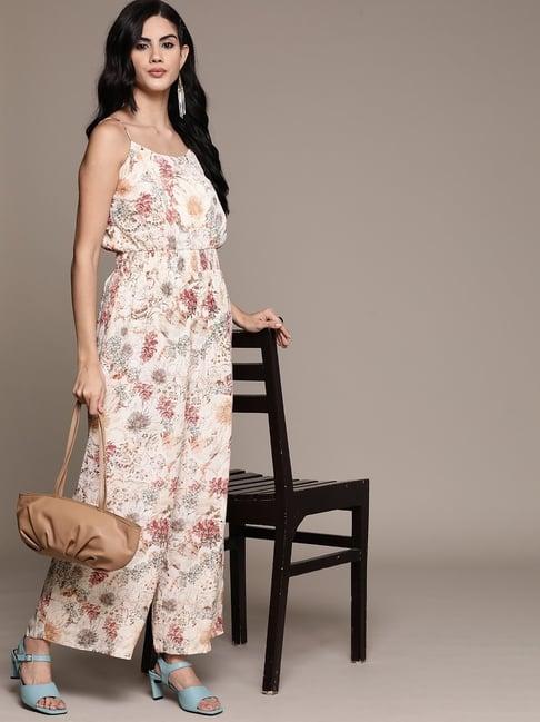 label ritu kumar ecru floral printed jumpsuit