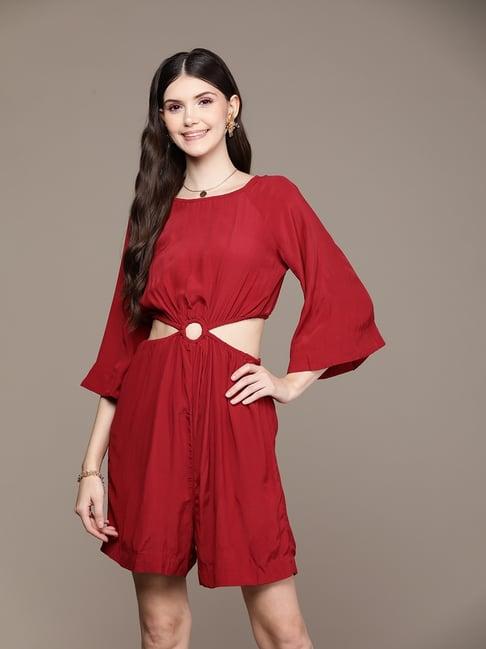 label ritu kumar red solid jumpsuit