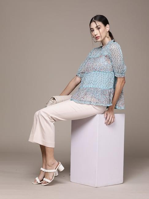 label ritu kumar blue floral top with camisole