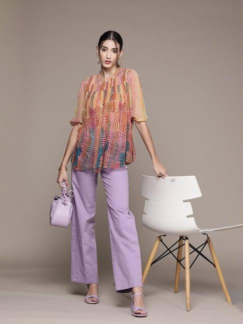 label ritu kumar multicolored abstract top with camisole