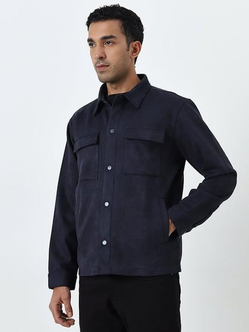 ascot by westside navy faux suede relaxed-fit jacket