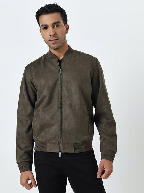 ascot by westside olive faux suede relaxed-fit bomber jacket