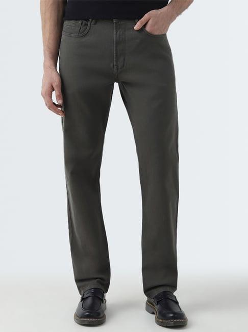 ascot by westside olive relaxed-fit mid-rise trousers