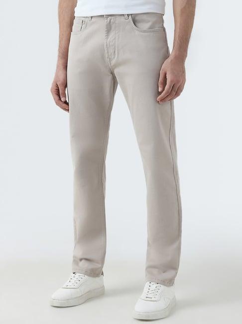 ascot by westside beige relaxed-fit mid-rise trousers