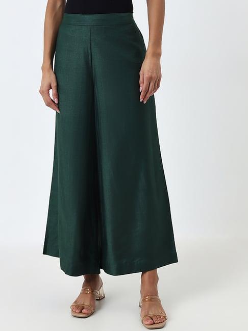 zuba by westside dark green high-rise palazzos