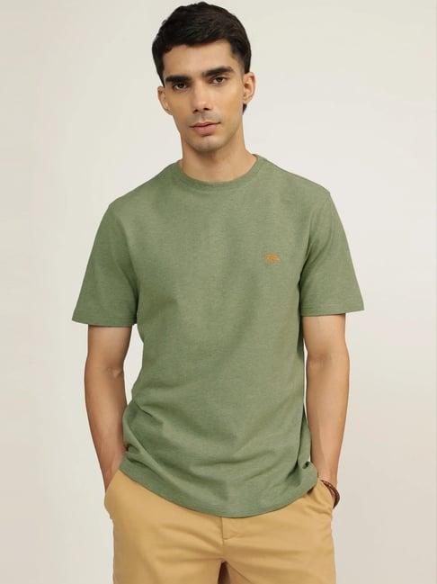 andamen green regular fit texture t-shirt