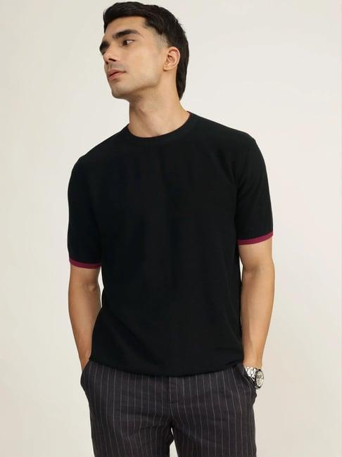 andamen black cotton regular fit t-shirt