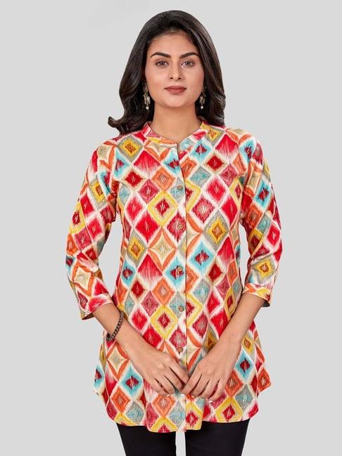 saree swarg multicolor printed short kurti