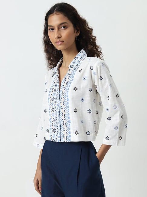 bombay paisley by westside white printed cotton shirt