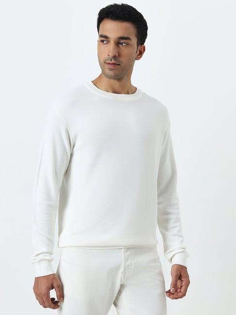 wes formals by westside off-white knit-textured slim-fit sweaters