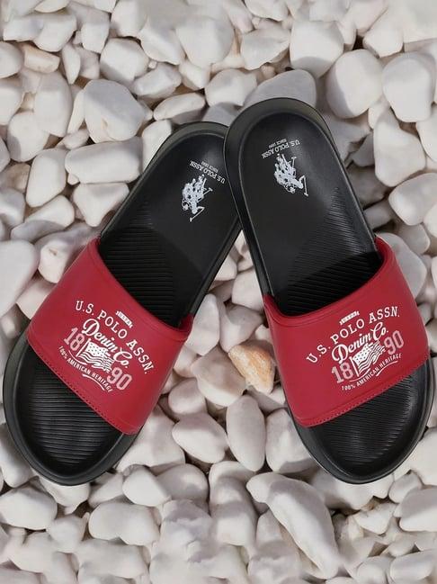 u.s. polo assn. men's red slides