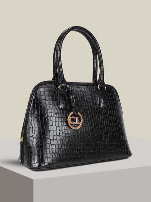 carlton london black textured medium handbag