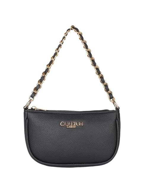 carlton london black solid medium sling handbag