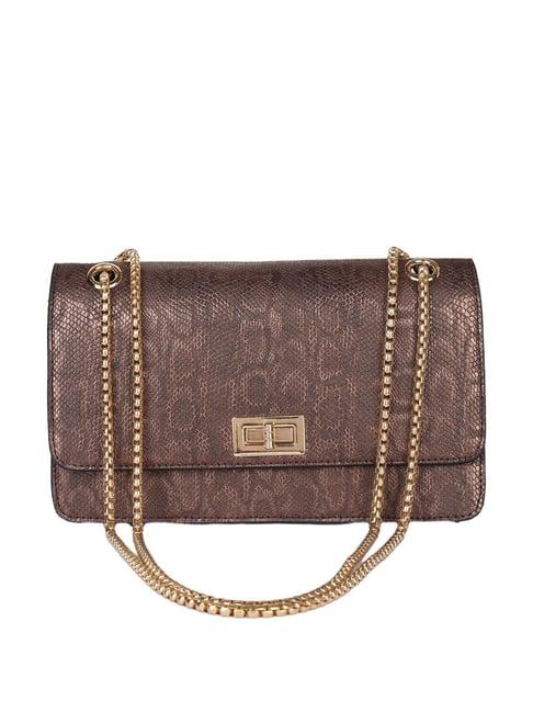 carlton london dark brown textured medium sling handbag