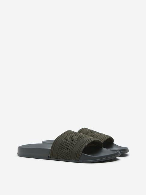 soleplay by westside olive textured strap slides