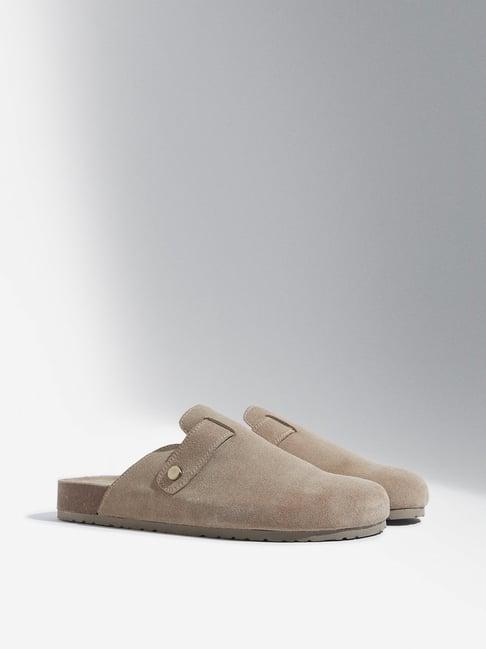 soleplay by westside taupe slip-on leather sandals