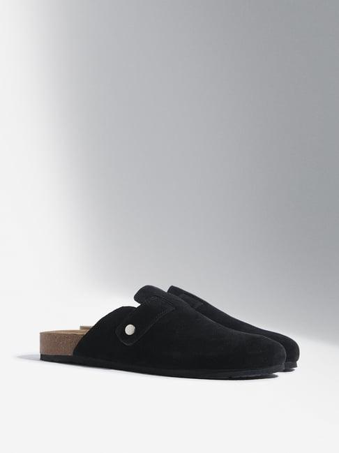 soleplay by westside black slip-on leather sandals