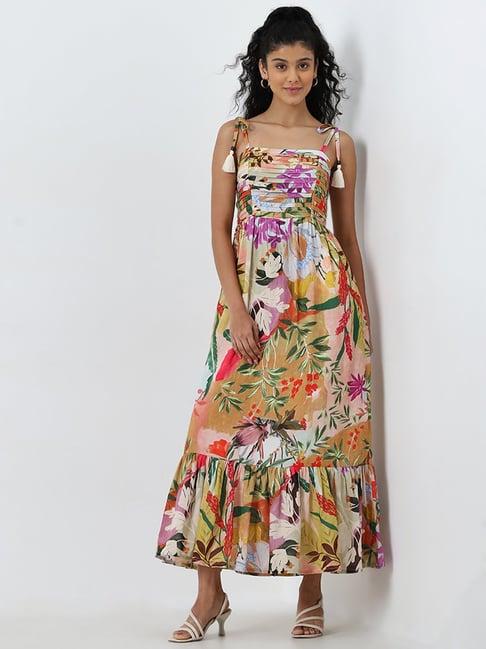 lov by westside multicolour floral tiered dress