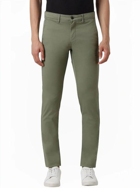 van heusen green slim fit trousers