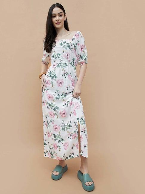 fame forever by lifestyle white printed maxi dress