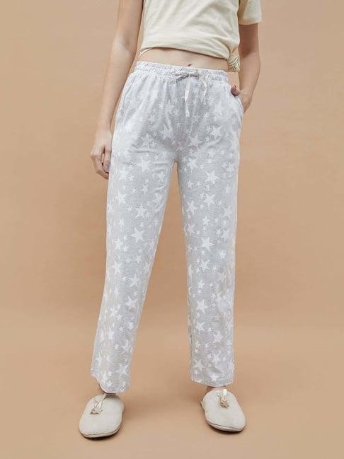 ginger by lifestyle grey cotton printed pyjamas