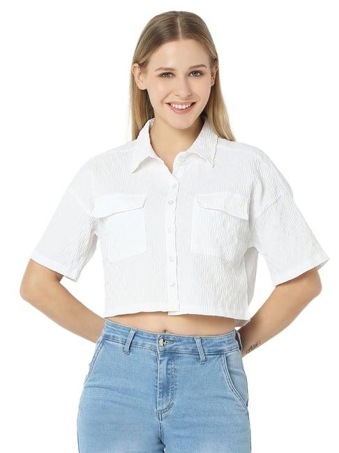 smarty pants white crop shirt