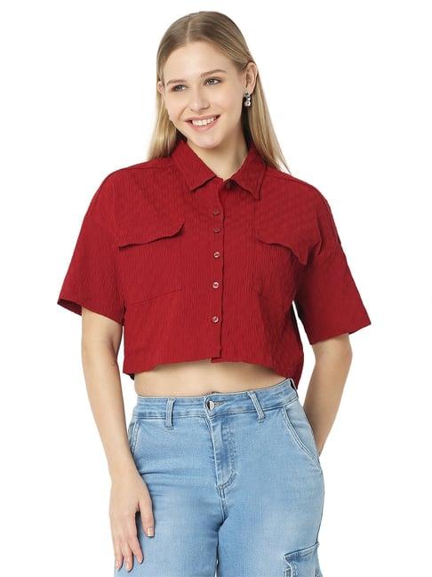 smarty pants maroon crop shirt